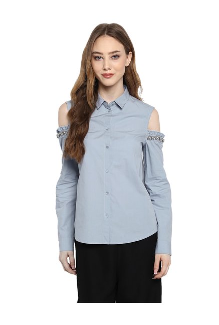 Kazo Blue Cotton Shirt Price in India