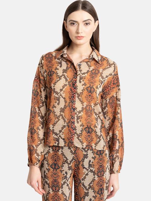 Kazo Tan Printed Shirt Price in India