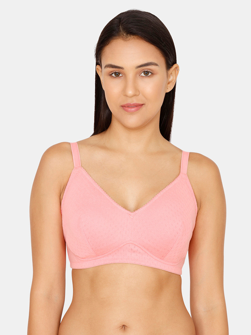 Zivame Salmon Pink Non Wired Non Padded Full Coverage Bra Price in India