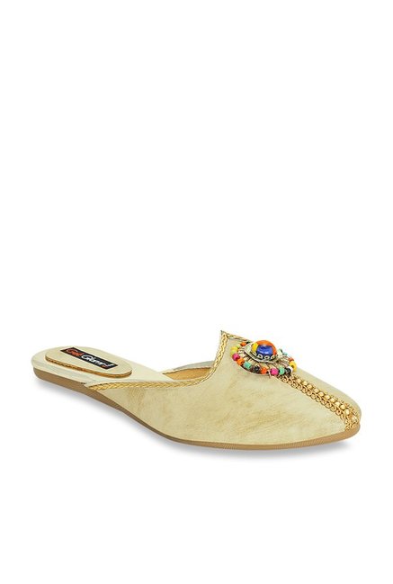 Get Glamr Kasandra Cream Mule Shoes Price in India