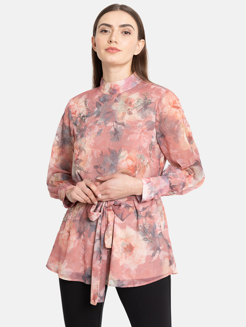 Kazo Pink Printed Tunic Price in India