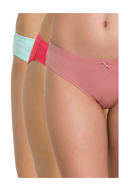 Zivame Green, Red & Mauve Bikini Panty (Pack Of 3) Price in India