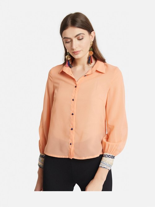 Kazo Peach Full Sleeves Shirt Price in India