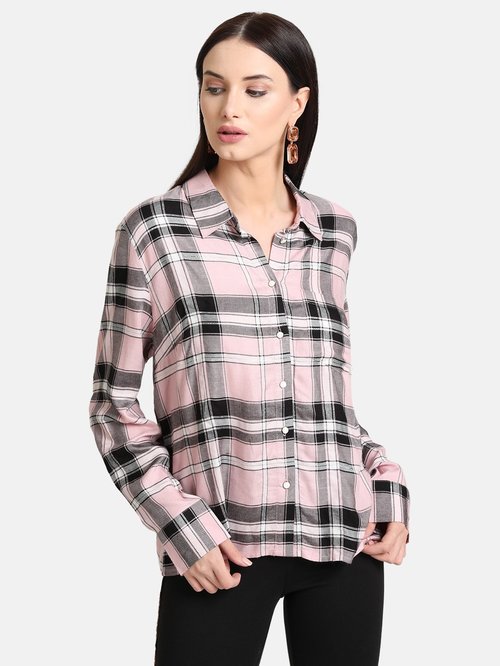 Pink check shirt hot sale womens