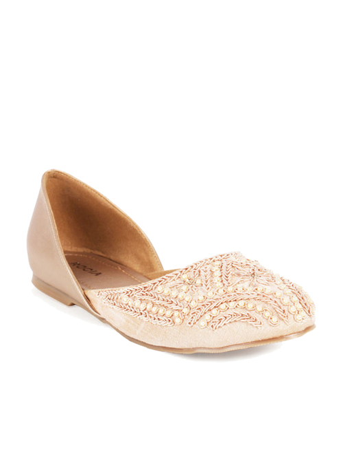 Rocia by Regal Champagne Gold Ethnic Juttis Price in India