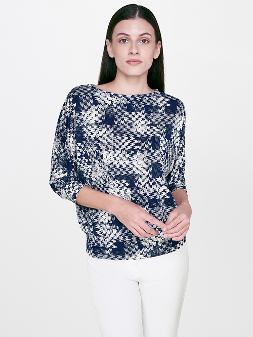 AND Navy Printed Top Price in India