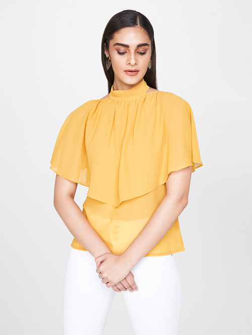 AND Yellow Regular Fit Top Price in India