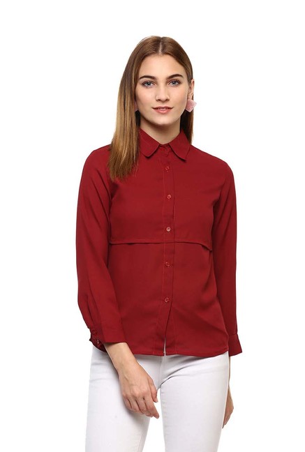 Mayra Maroon Full Sleeves Shirt Price in India