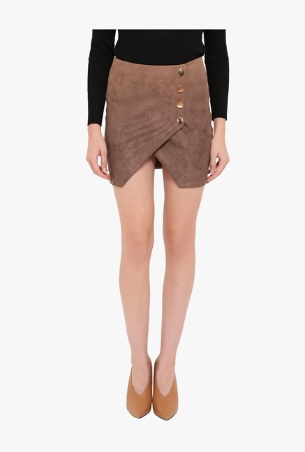 Kazo Beige Textured Mini Skirt Price in India