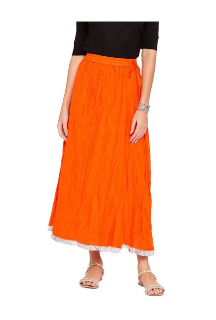 Globus Orange Cotton Circular Skirt Price in India