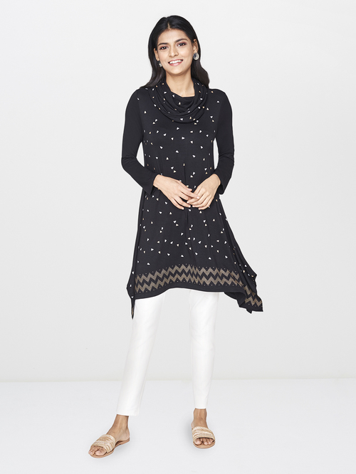 Global Desi Black Printed Tunic Price in India