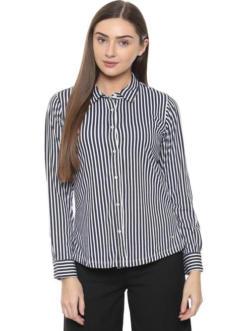 Solly by Allen Solly Black & White Striped Shirt Price in India