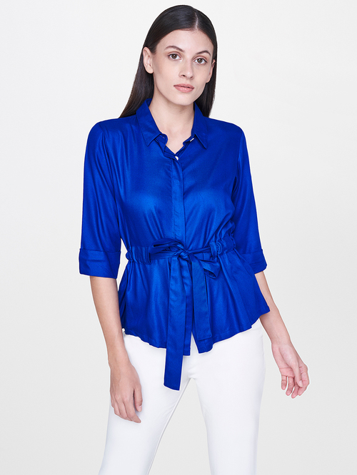 AND Ink Blue Regular Fit Top Price in India