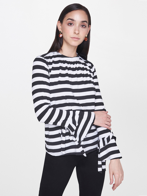AND White & Black Striped Top Price in India