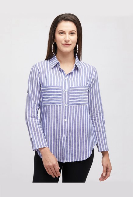 109 F Blue Striped Shirt Price in India