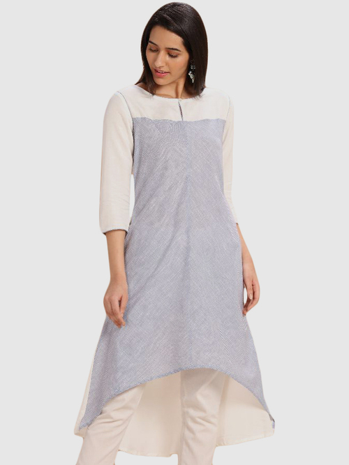 Imara Sky Blue Textured Pattern High Low Kurti Price in India