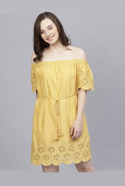 Street 9 Yellow Embroidered Dress Price in India