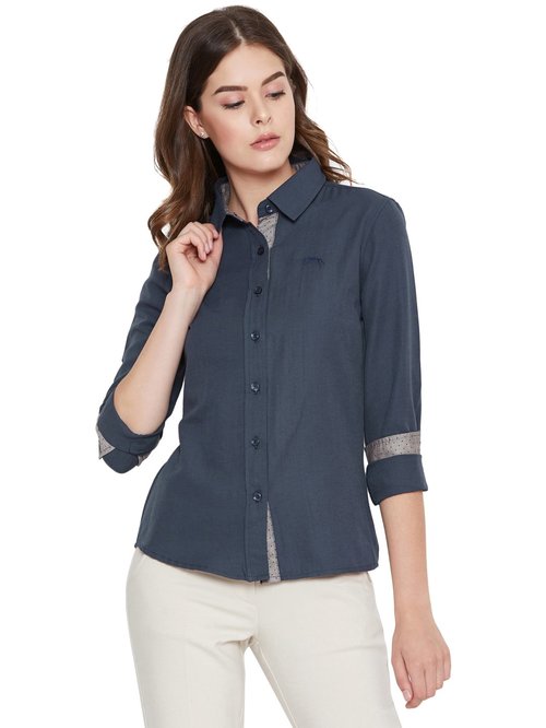 Jump USA Navy Cotton Regular Fit Shirt Price in India