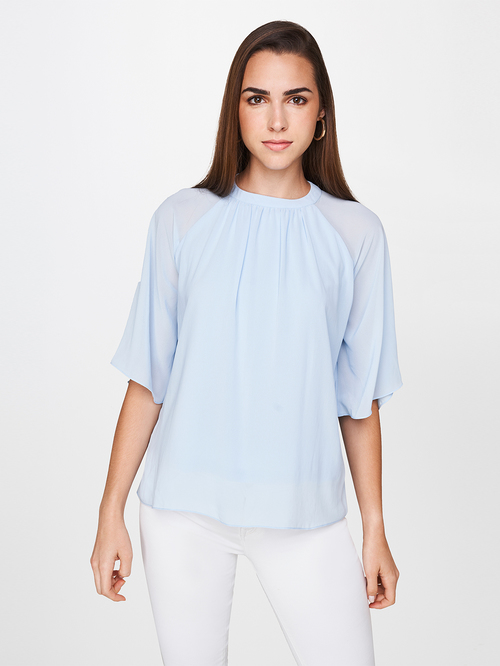 AND Powder Blue Regular Fit Top Price in India