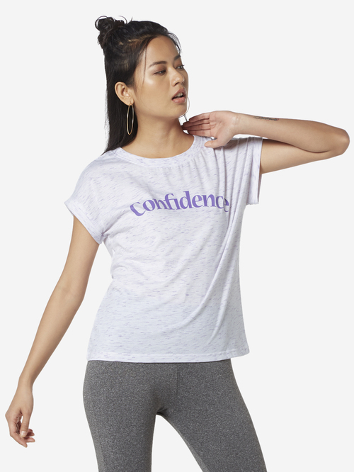 Studiofit by Westside Lavender Melange Crewneck T-Shirt Price in India