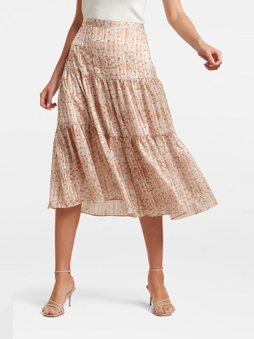 Forever New Multicolor Taliyah Tiered Midi Skirt Price in India