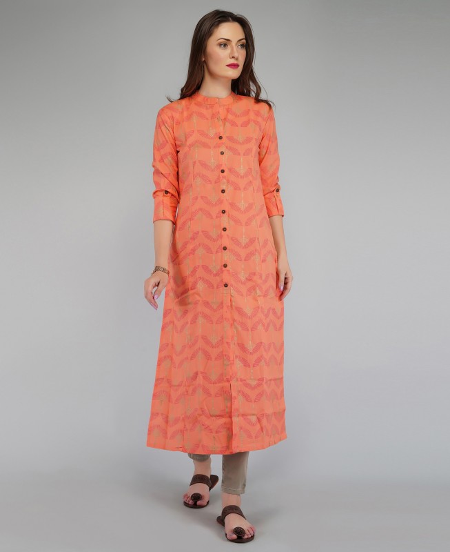 Women Printed Pure Cotton Straight Kurta Price in India