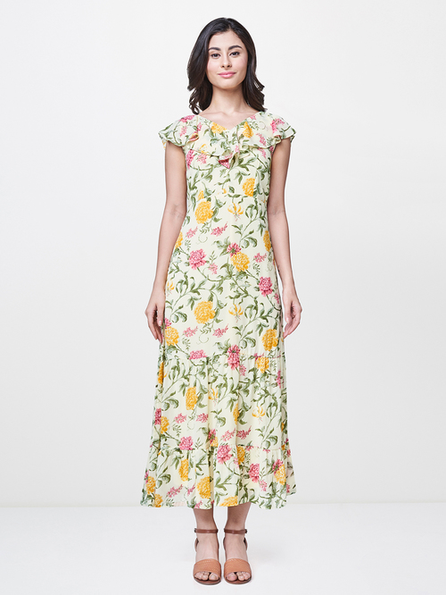 AND Lime Floral Print Dress Price in India