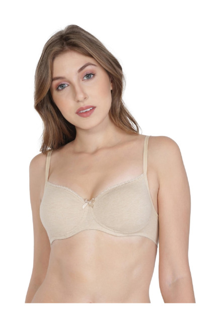 Jockey Beige Non Wired Padded T-Shirt Bra - 1723 Price in India