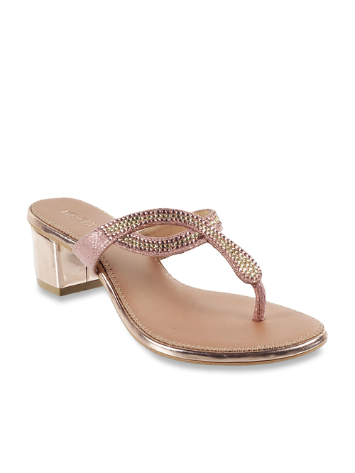 Mochi Rose Gold T-Strap Sandals Price in India