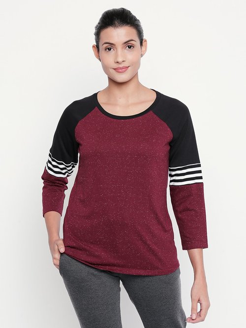 Ajile by Pantaloons Maroon Textured Top Price in India