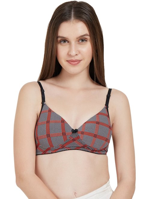 Libertina Red & Grey Striped Push-Up Bra Price in India