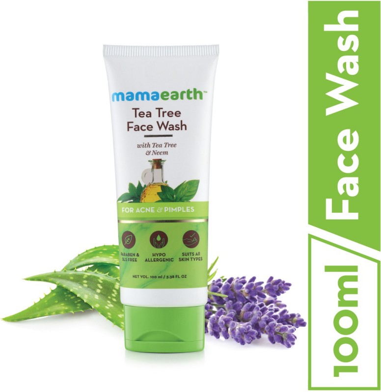 Mamaearth Tea Tree Natural Face Wash for Acne & Pimples Wash 100 ml - For Normal & Dry Skin - SLS & Paraben Free Face Wash Price in India