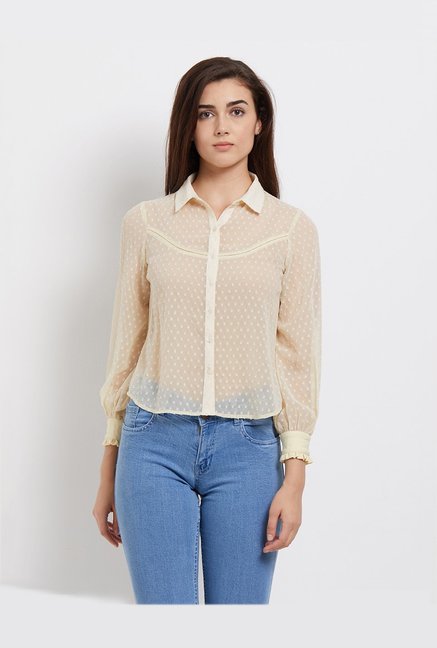 109 F Beige Self Print Shirt Price in India