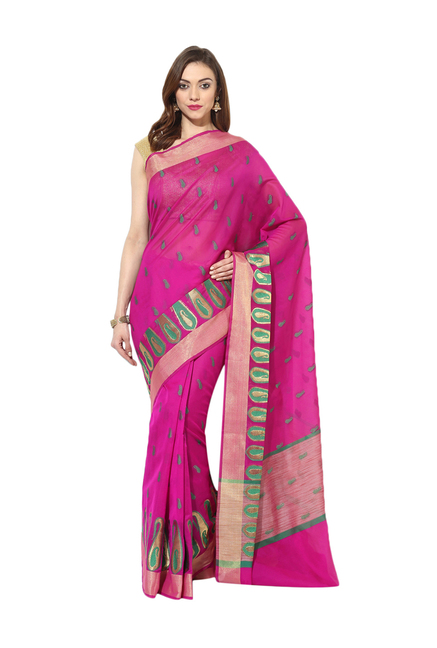 Avishi Pink Paisley Printed Saree With Blouse Price in India