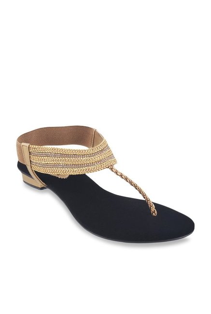 Mochi Antique Gold T-Strap Sandals Price in India