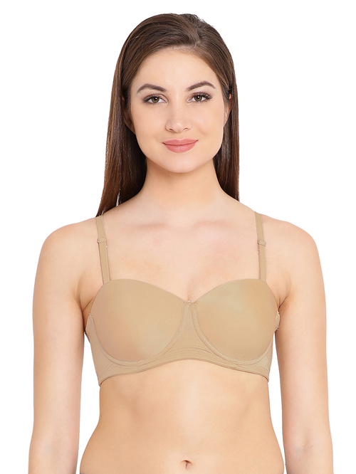 Clovia Beige Under Wired Padded Balconette Bra Price in India