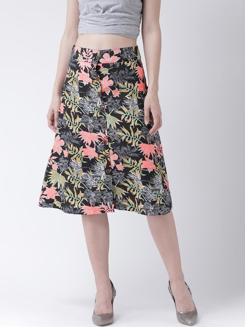 The Vanca Black Floral Print Skirt Price in India