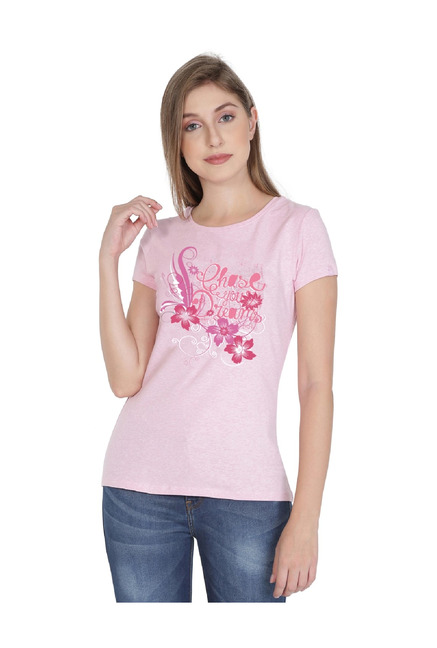 Jockey Pink Floral Print T-Shirt - 1361 Price in India