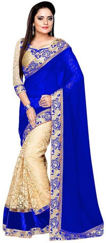 Self Design, Embroidered Bollywood Poly Georgette Saree Price in India