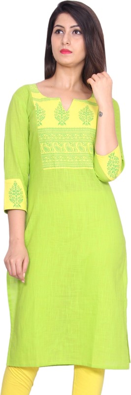 Women Printed Cotton Blend Straight Kurti Price in India