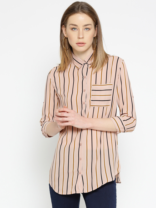 Style Quotient Beige Striped Shirt Price in India