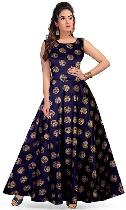 Women Gown Dark Blue Dress Price in India