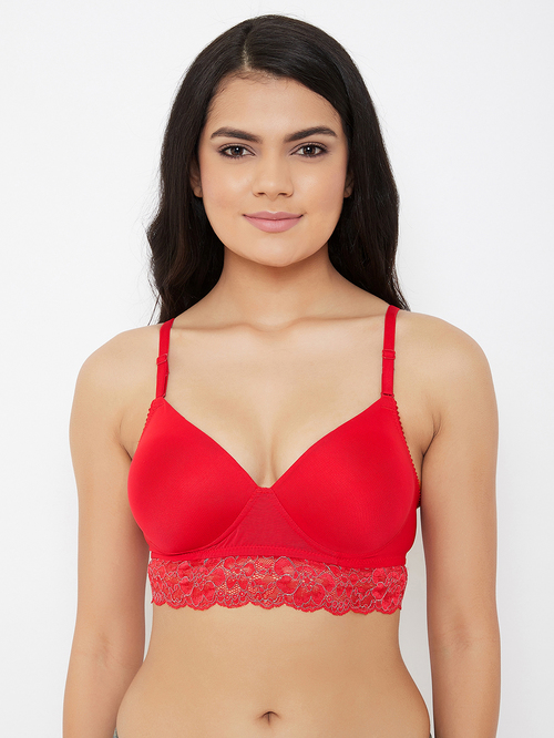 Clovia Red Non Wired Padded Bralette Bralette Price in India