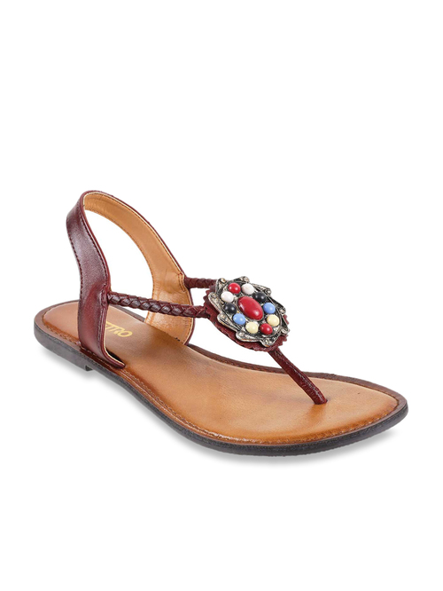 Metro Maroon Sling Back Sandals Price in India