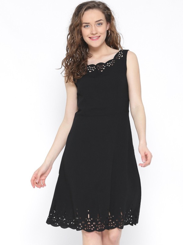 Women A-line Black Dress Price in India