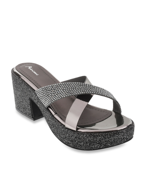 Princess by Metro Gun Metal Cross Strap Sandals Price in India