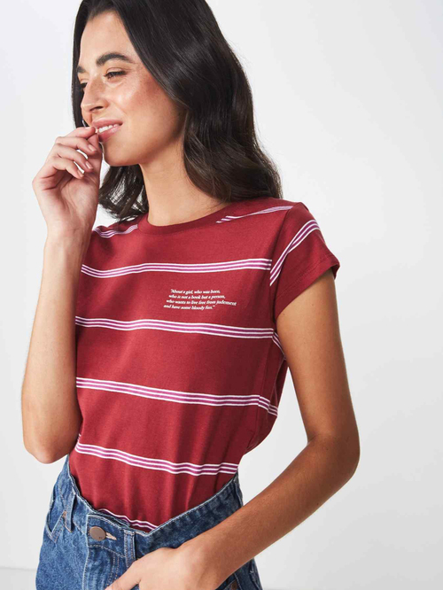 Cotton On Wine Printed Tee Price in India