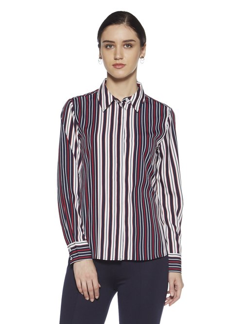 Wardrobe by Westside Navy Stripe Print Agnus Shirt Price in India