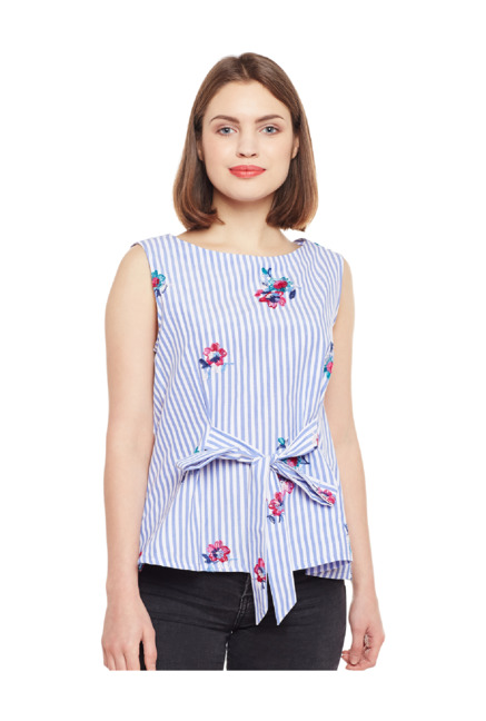 Latin Quarters Blue Striped Top Price in India