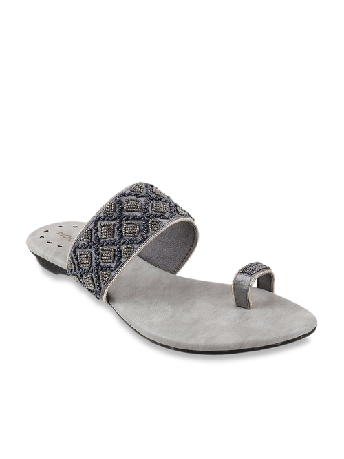 Mochi Gun Metal Toe Ring Sandals Price in India